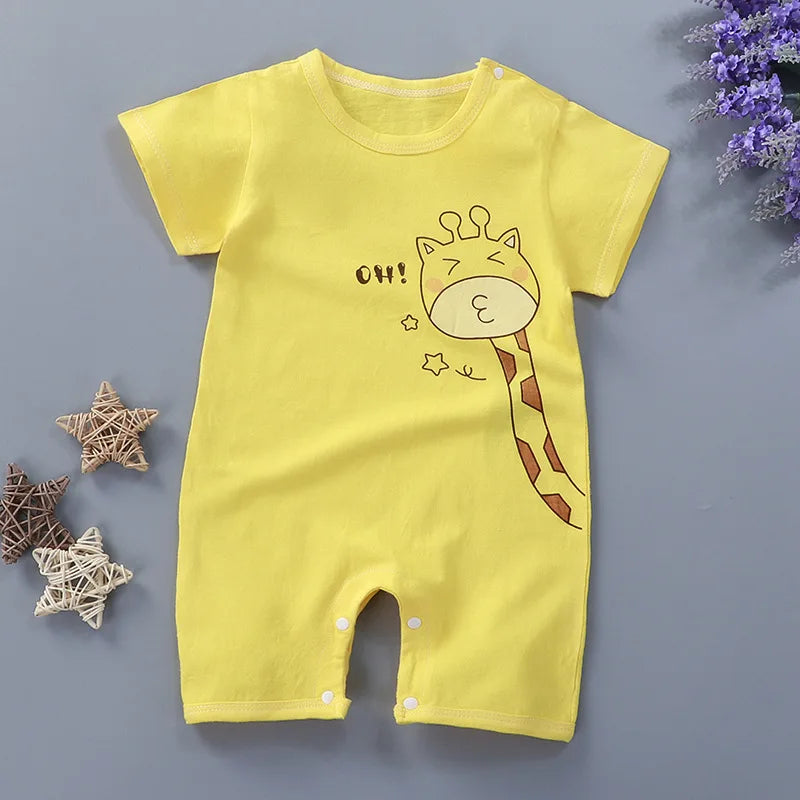 Baby Unisex Romper Jumpsuit - 100% Cotton Short-Sleeve Animal Print