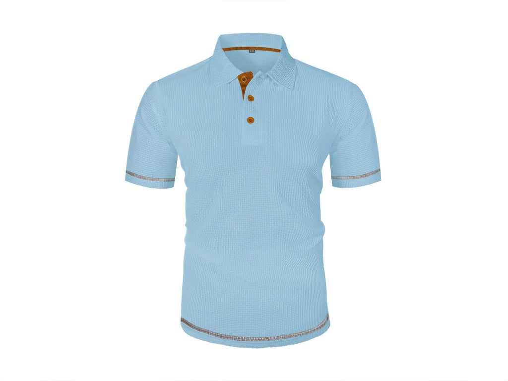 Summer ice silk lapel men's short-sleeved T-shirt men's clothing top