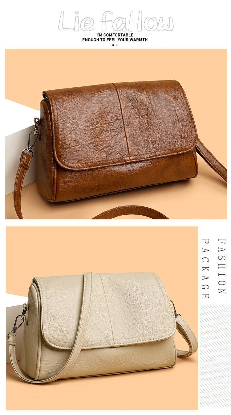 Retro Oil Wax Leather Crossbody Bag,with Textured and Vintage Feel,Simple and Elegant Flap Design,and Adjustable Shoulder Strap