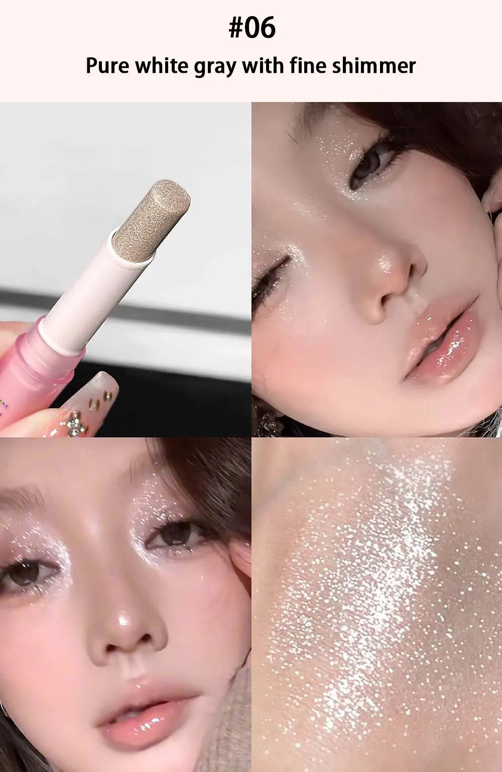 LUCKGO Jelly Eyeshadow Stick Eye Shadow Pen, Waterproof Sweatproof, Not Easy to Break, Pearlescent, Fine Shiny, Lazy Eyeshadow