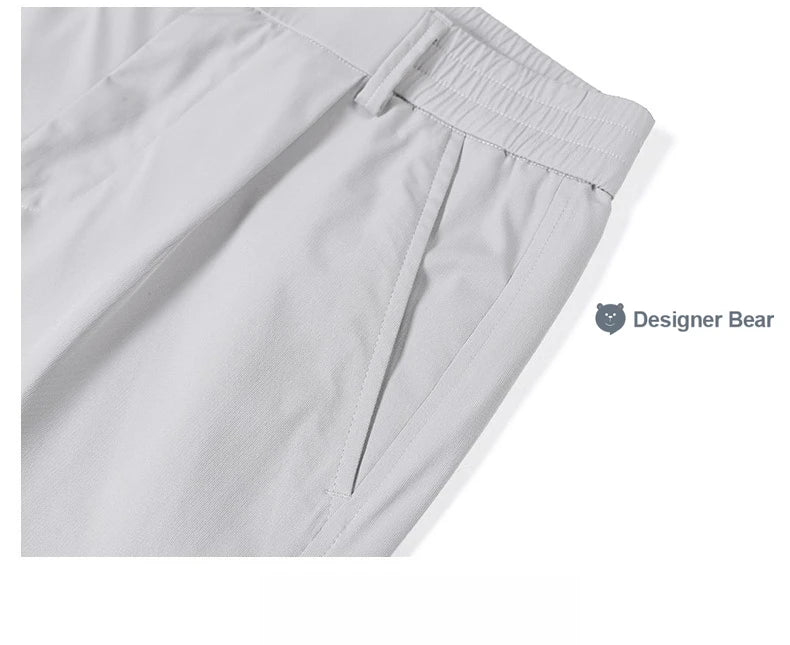 Brand Clothing Spring Summer Thin Men's Casual Straight Trousers Elastic Waist Outdoor Business Solid Color Long Pants Male