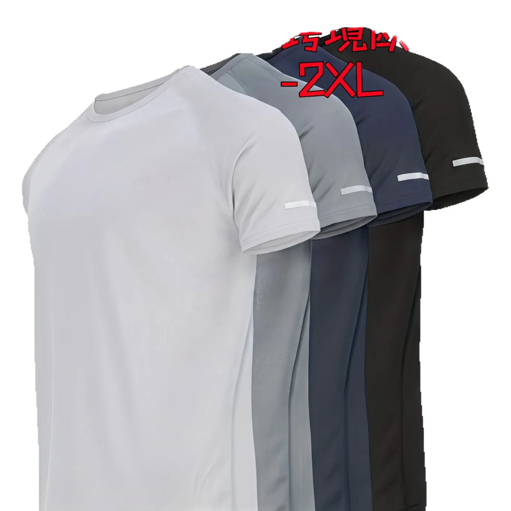 Versatile Men's Short Sleeve Shirt Tee Tops European Size Multi-Pack Slim Fit Sporty Style Fiber Blend Lightweight Clothing