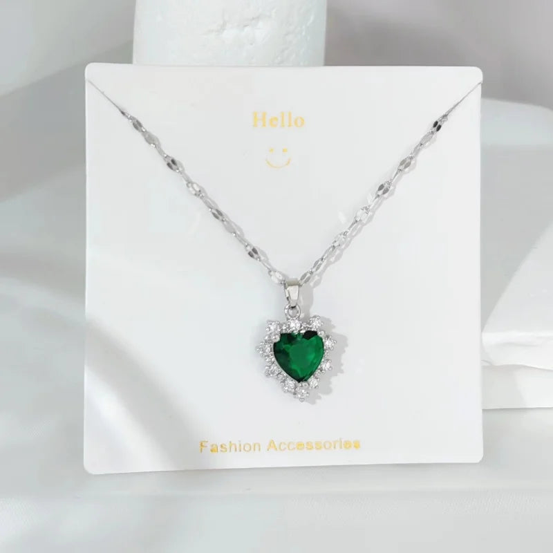 Arrow Through Heart Couple Pendant Necklace - Copper Zircon