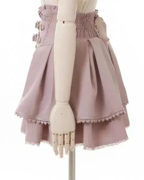 Sweet Lolita Jirai Kei High Waist Skort - Double Bow Buckle Short Skirt for Women Japanese Y2K Kawaii Fashion Summer Casual