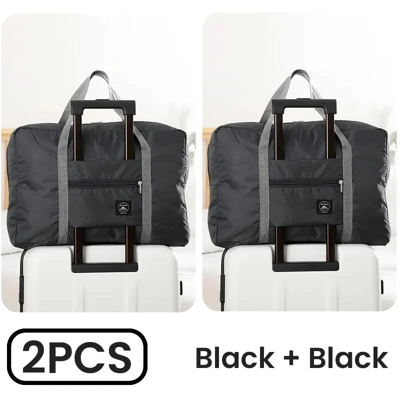 2-Pack Foldable Travel Duffel Bag - Oxford Carry-On Weekender Tote
