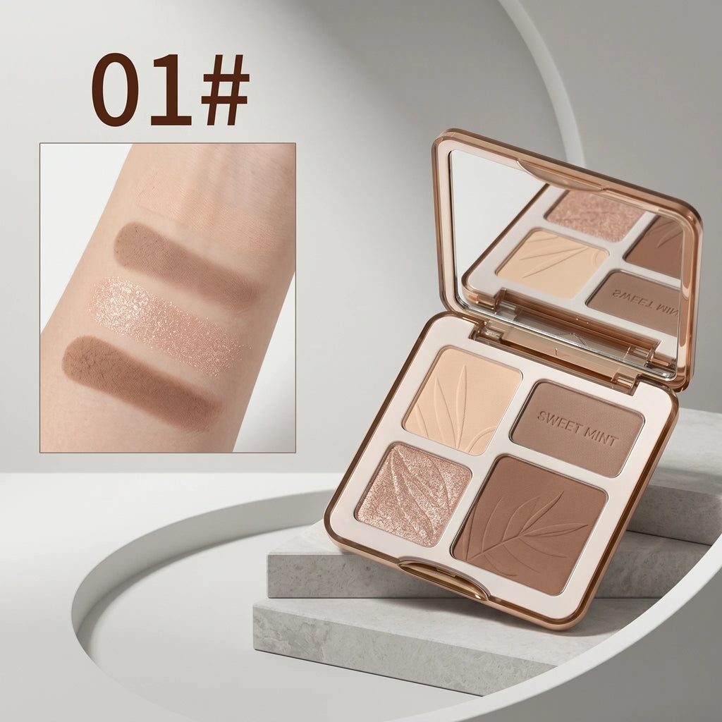 Sweetmint 4-Color Contour Palette Highlight & Contour Integrated Fine Texture Easy to Blend Beginner Friendly