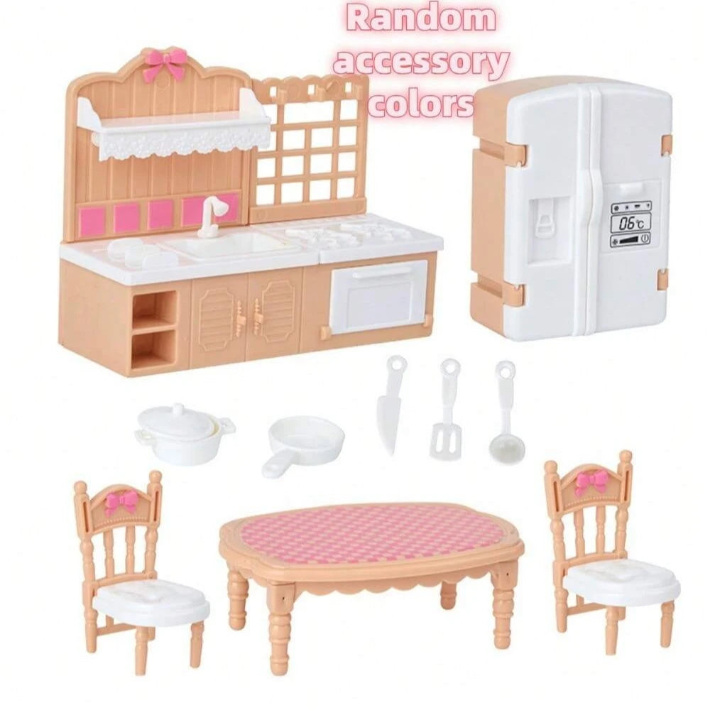 Dollhouse Miniature Furniture Set Twelve Scale For Kids Realistic Bedroom Living Room Kitchen Bathroom Accessories Gift