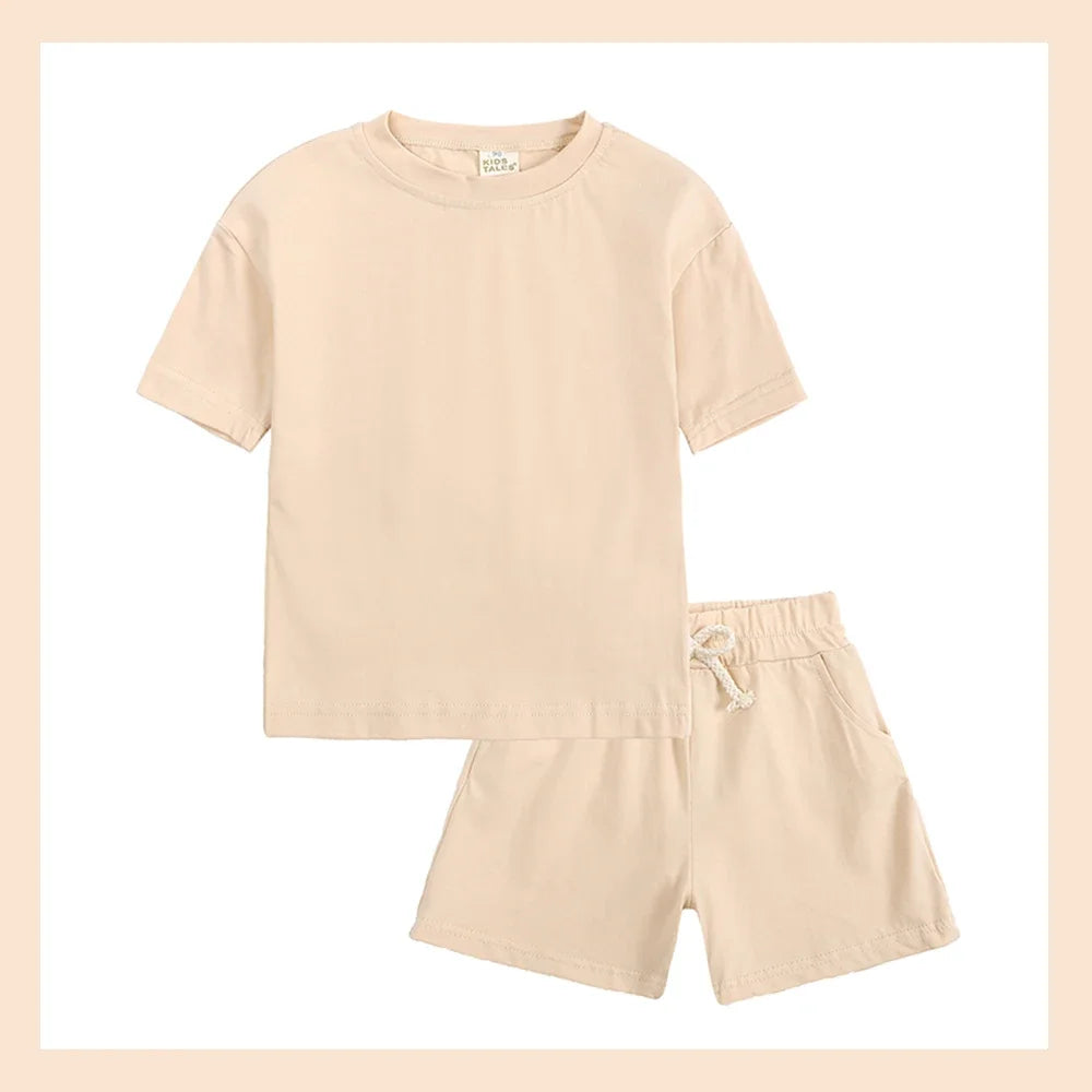 Kids Tales Unisex Toddler Summer Clothing Set - Cotton T-Shirt & Shorts