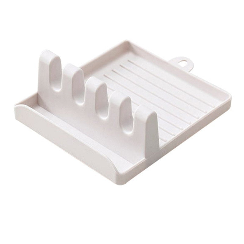 Soporte de cucharas de cocina, estante organizador de tenedores y espátulas de plástico, soporte antideslizante para palillos y cucharas