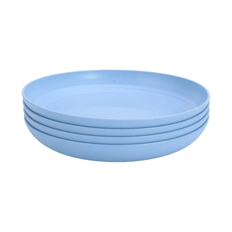 4Pcs Dinner Plate Set Wheat Straw Eco Friendly BPA Free Biodegradable Picnic Fruit Snack Plate Bone Dishes Kitchen Accessories