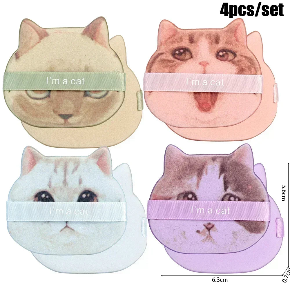 Makeup Puff Cute Cartoon Cat Dual Use For Dry Wet Application Air Cushion Sponge Foundation Concealer For Everyday Use