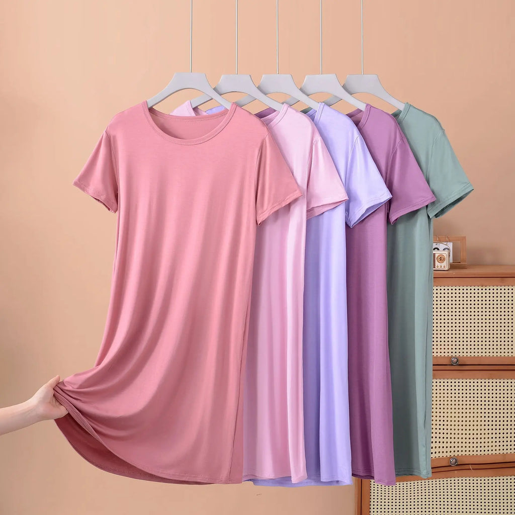 XL-8XL Sleepwear Women's Nightgowns Casual Short Sleeve Cotton Night Dress Plus Size Summer Nightshirt Ladies Sleep Wear Shirt