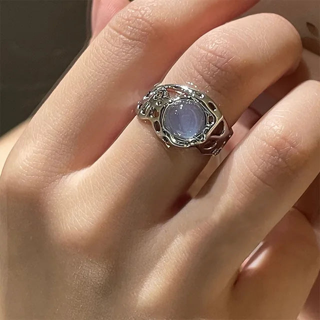 Retro Gold Color Double Oil Drip Open Rings For Women'S Luxury Irregular Adjustable Finger Ring 2023 New Trendy Wedding Jewelry