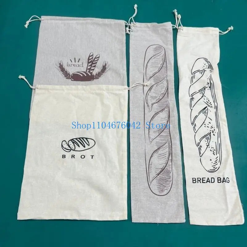 652F Bolsas de Lino Prácticas con Cordón para Pan Envasado Sostenible y Transpirable Perfectas para Pan, Frutas y Aperitivos