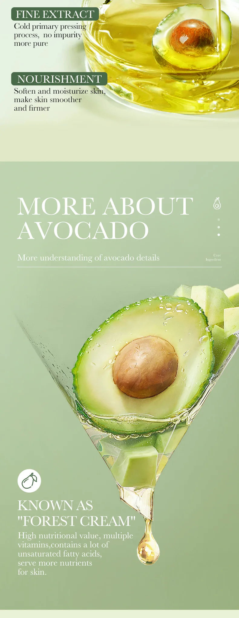 SADOER Avocado Skincare 6-Piece Set - Cleansing, Moisturizing, Care