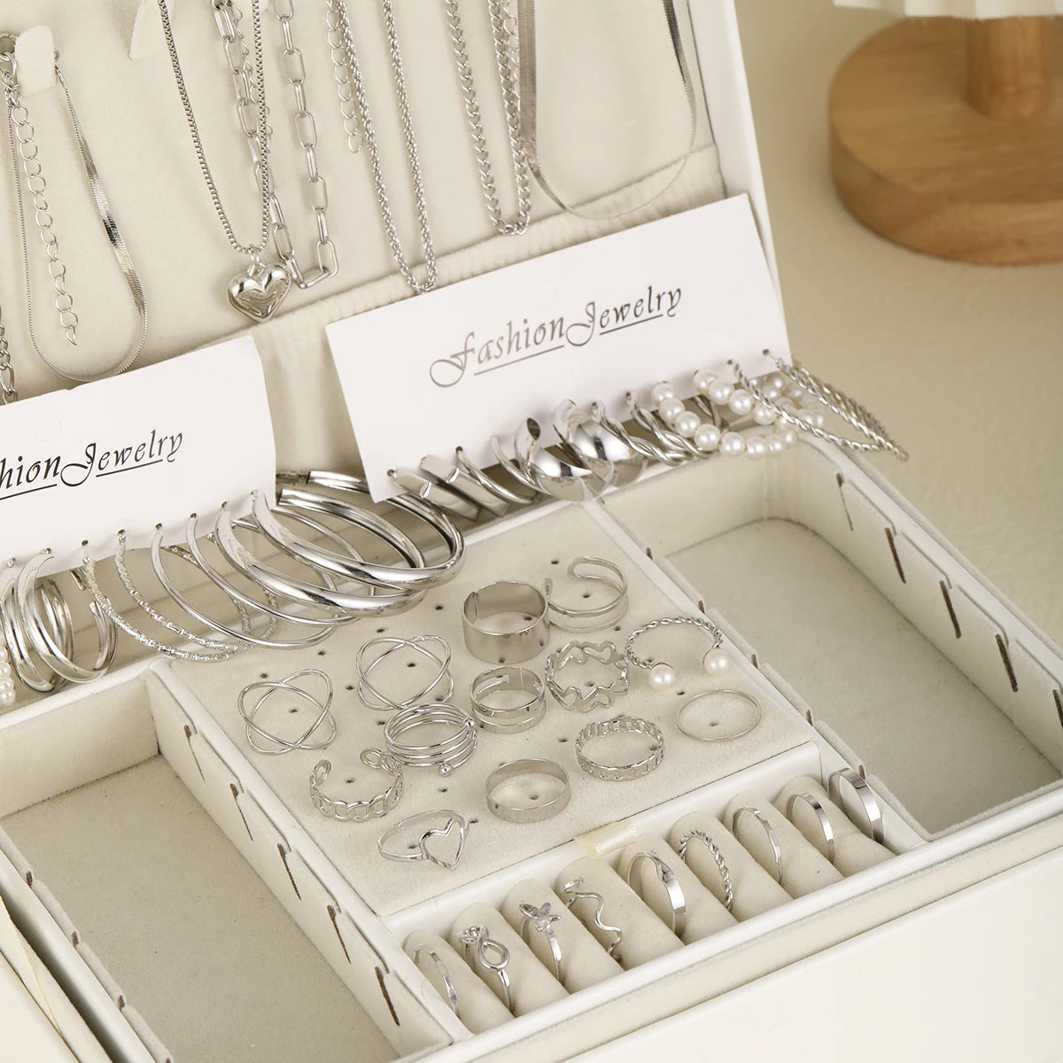 54 Pcs/Set Vintage Elegant Pearl Earrings Ring Heart Pendant Necklace Bracelet For Women'S Boho Daily Wear Jewelry Set Gifts 2024