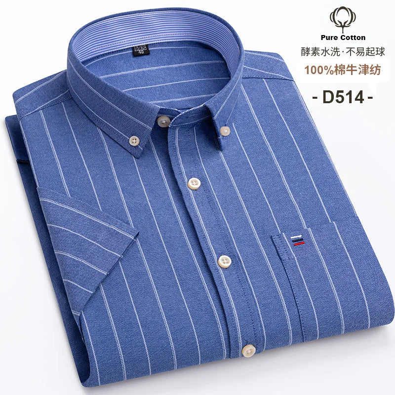 Men's Casual Short Sleeve Shirt - 100% Cotton Classic Fit 7XL