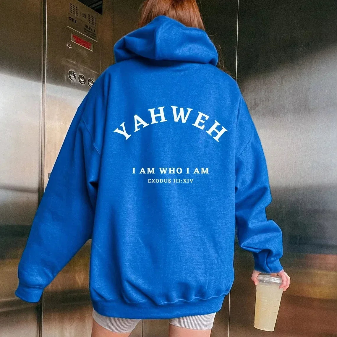Christian YAHWEH Letter Print Men's Hooded Sweatshirt - Casual