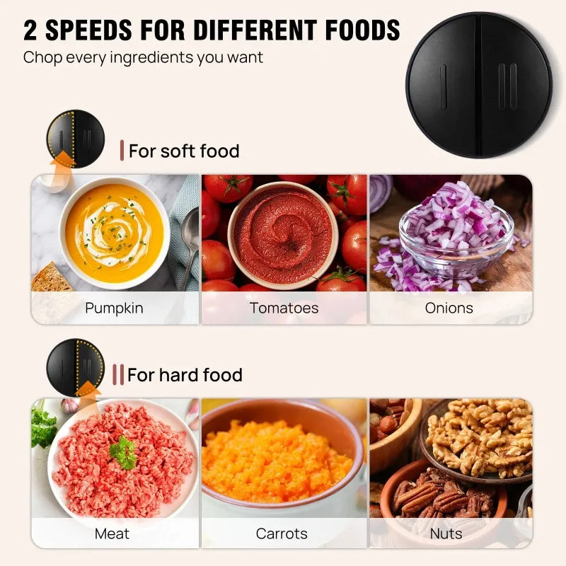 2L Electric Meat Grinder Food Chopper Stainless-Steel Blades Small Food Processor Removable Dicer 2 Speeds Meat Mincer