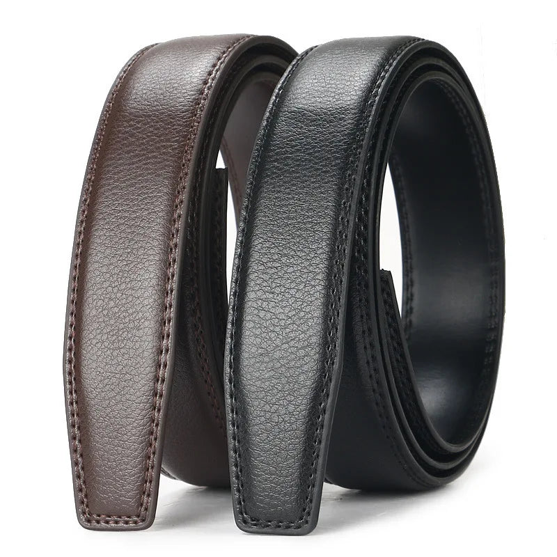 High Quality Black Brown Men’s Belt, Genuine Leather Material, Adjustable Automatic Ratchet Buckle, Cuttable Business Belt