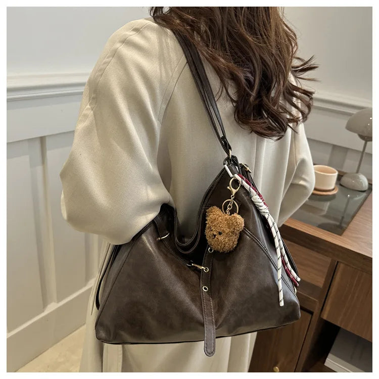 Vintage Large Capacity Women's Shoulder Bag Fashion Backpacks Pu Leather Ladies Crossbody Bag Female Commuter Tote Handbags