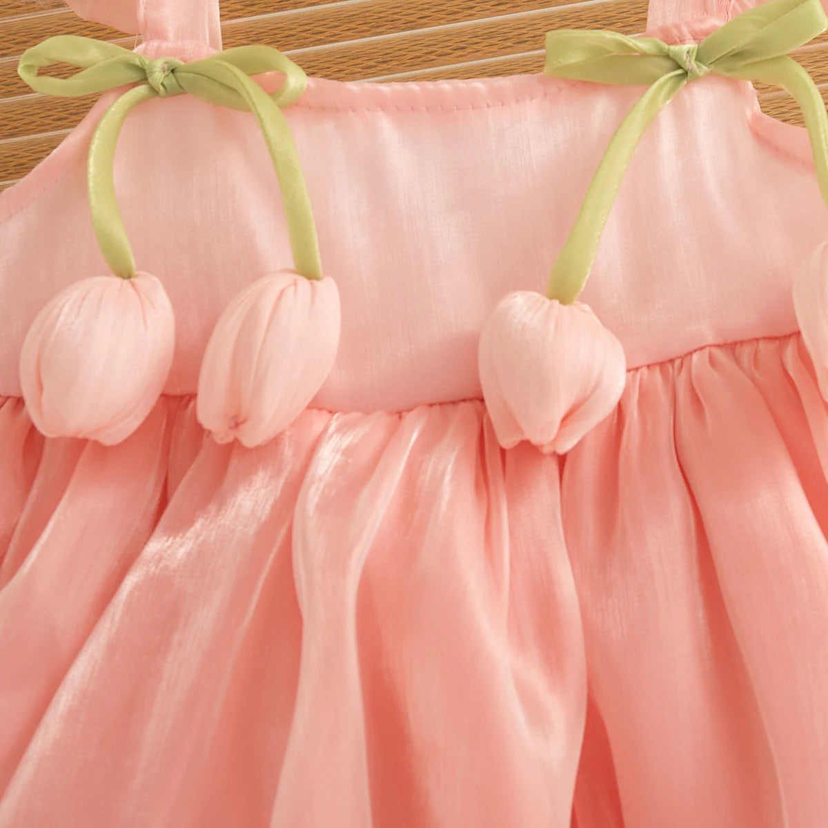 Newborn Girl Dress Layered Chiffon Princess Dress Flower Bow Tutu Dress for Baby Girl