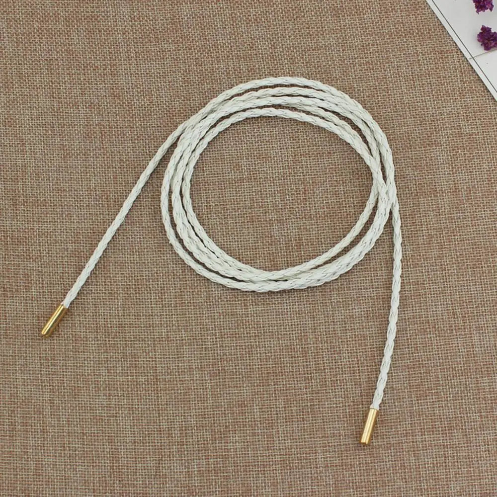 New Round Leather Rope Dresses Coat Decoration String Waist Belt For Women'S Solid Fashion Long Waist Chain Vintage Waistband
