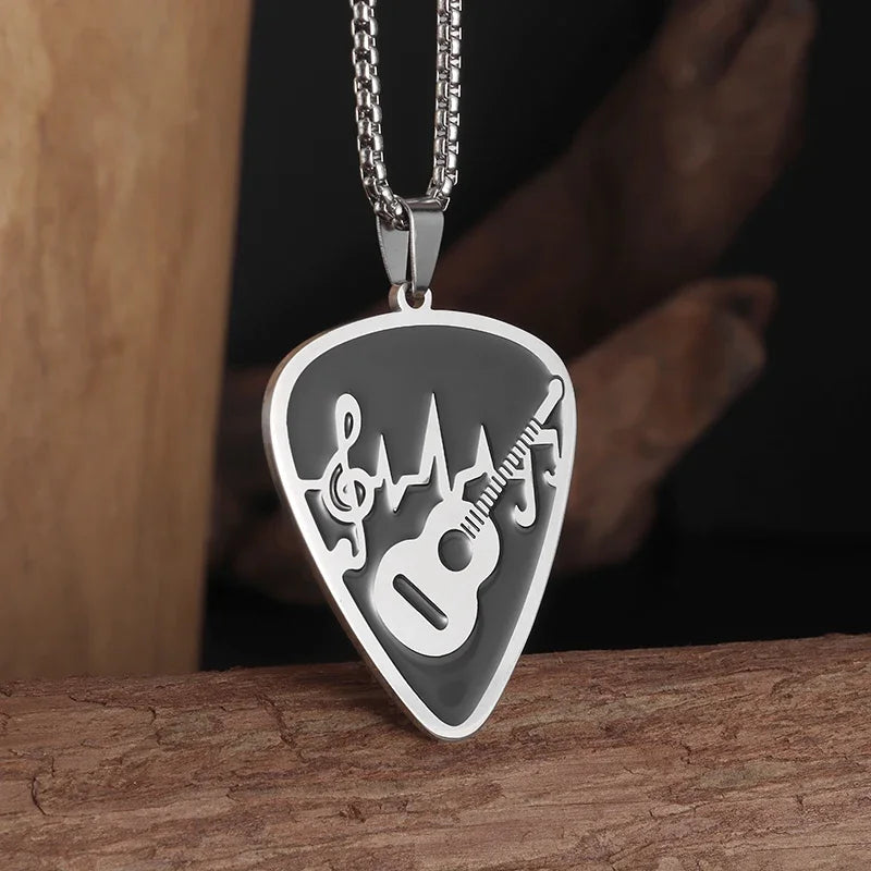 Retro Punk Music Guitar Necklace For Men Personalized Gothic Pendant Fashion Hip Hop Rock Singer Jewelry