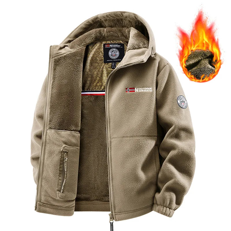 Ayrbao Men's Winter Jacket - Thick Fleece-Lined Hooded Coat