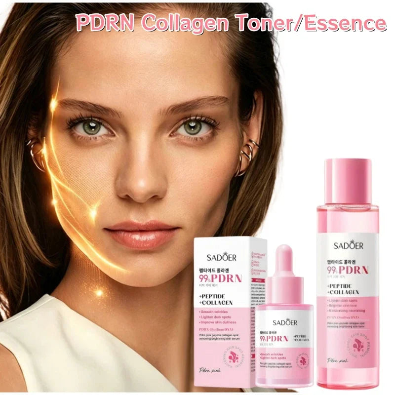Pink PDRN Collagen Rich Essence With Peptides Salmon Moisturizing Toner,Refreshing Non-sticky Skin Care Serum For All Skin Types