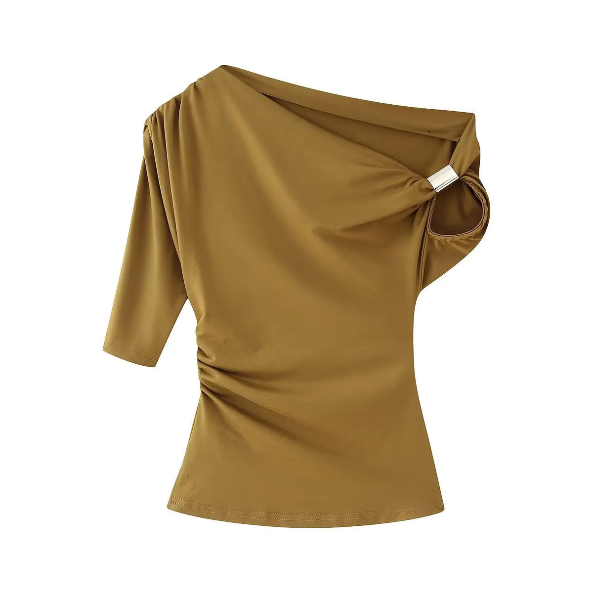 Lauzuola Women's Asymmetric Short Sleeve T-Shirt - Solid Broadcloth