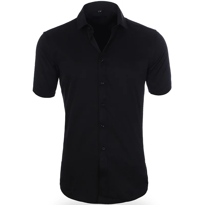 Men's Long Sleeve Dress Shirt Slim Fit Non-Iron Black Business Shirt