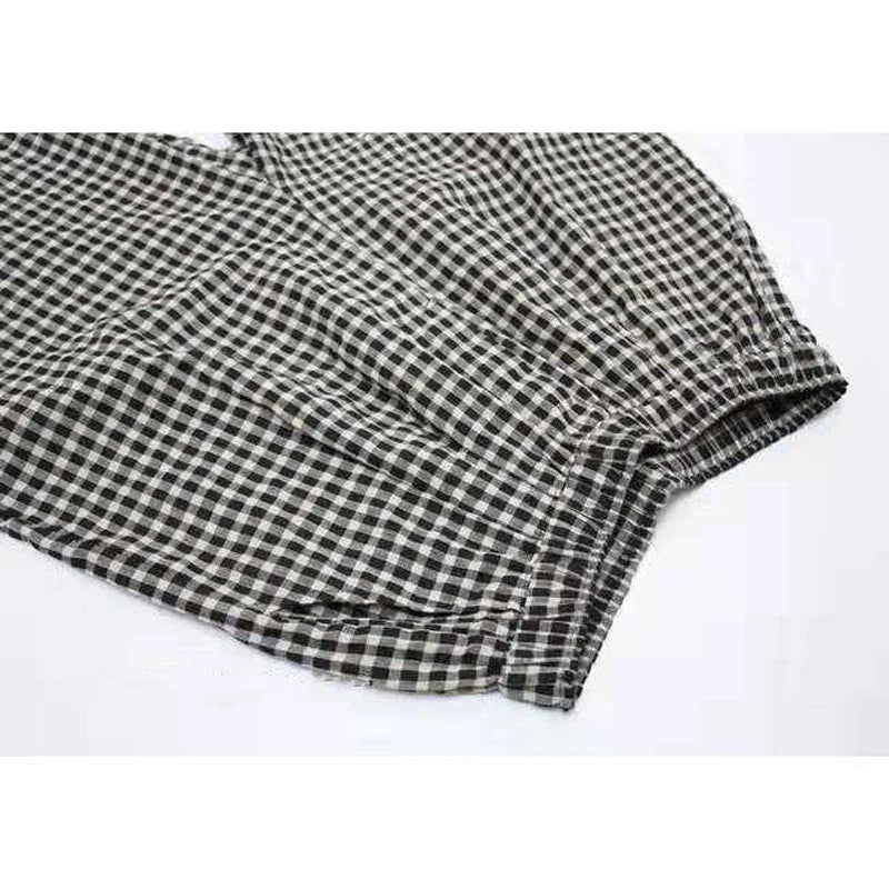 Summer Plaid Fashion Haren Pants Women High Street Casual Loose Pockets High Waist Pure Cotton All-match Comfortable Trousers