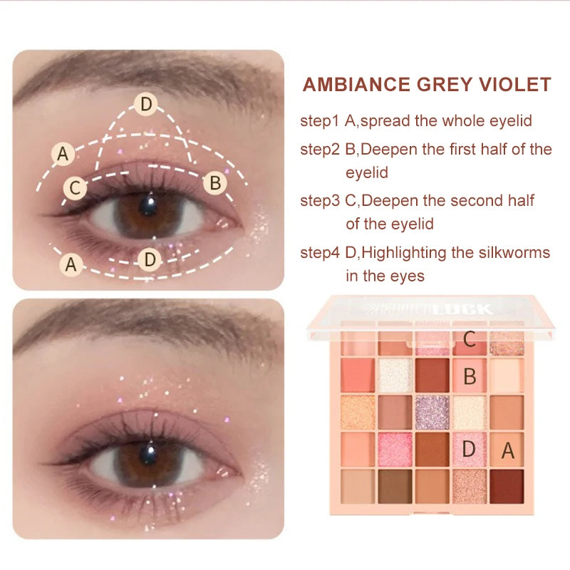 25Color Professional Eyeshadow Palette Eye Glitter Long Lasting Eye Shadow Pallet  Korean Makeup Palette Eye Shadow for Beginner