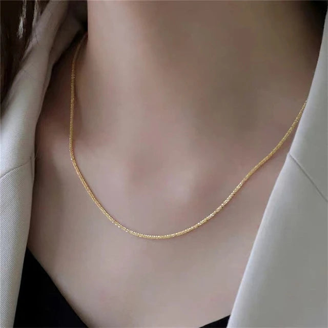 Sparkling Necklace Trendy Chain Choker for Women Fashion Brilliant Crystal Silver Plated Necklaces Accessories Jewelry Gift 2022