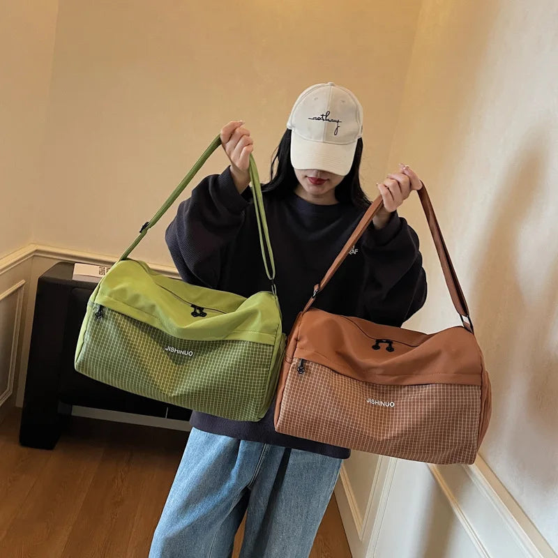 Large Capacity Travel Tote Bags for Women Solid Color Shoulder Messenger Bag Sports Yoga Satchels Fashion Woman Handbag