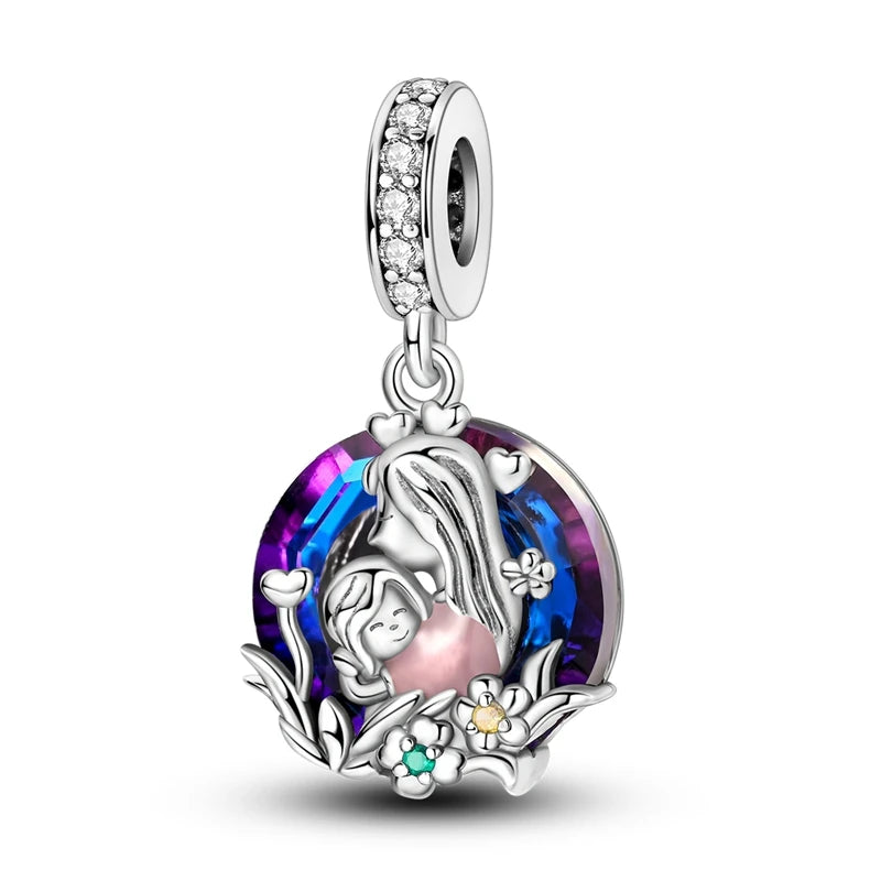 925 Sterling Silver Heart Charm Bead With Zircon Accent, GDTC Certified Fine Jewelry Gift For DIY Bracelet Makers