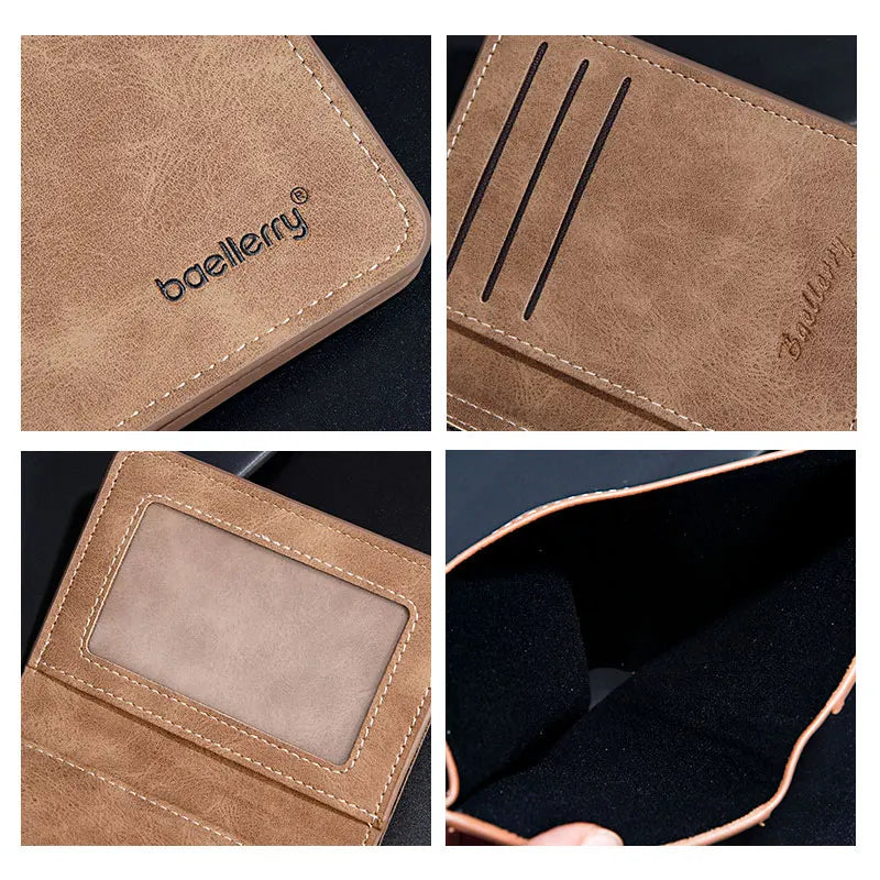 New Men's Short Wallet Simple Casual Card Clips Slim Male Wallet Driver's License Card Holder Thin Bifold Wallet For Man