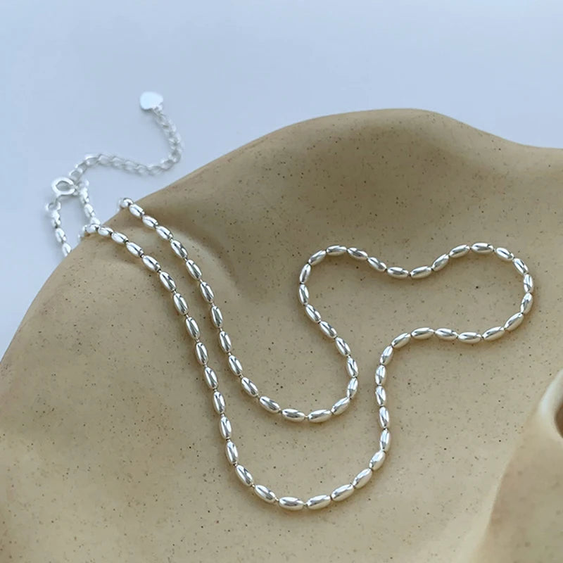 S925 Sterling Silver Necklace Beads Choker Shiny Delicate Collarbone Chain For Girl Wedding Fine Jewelry