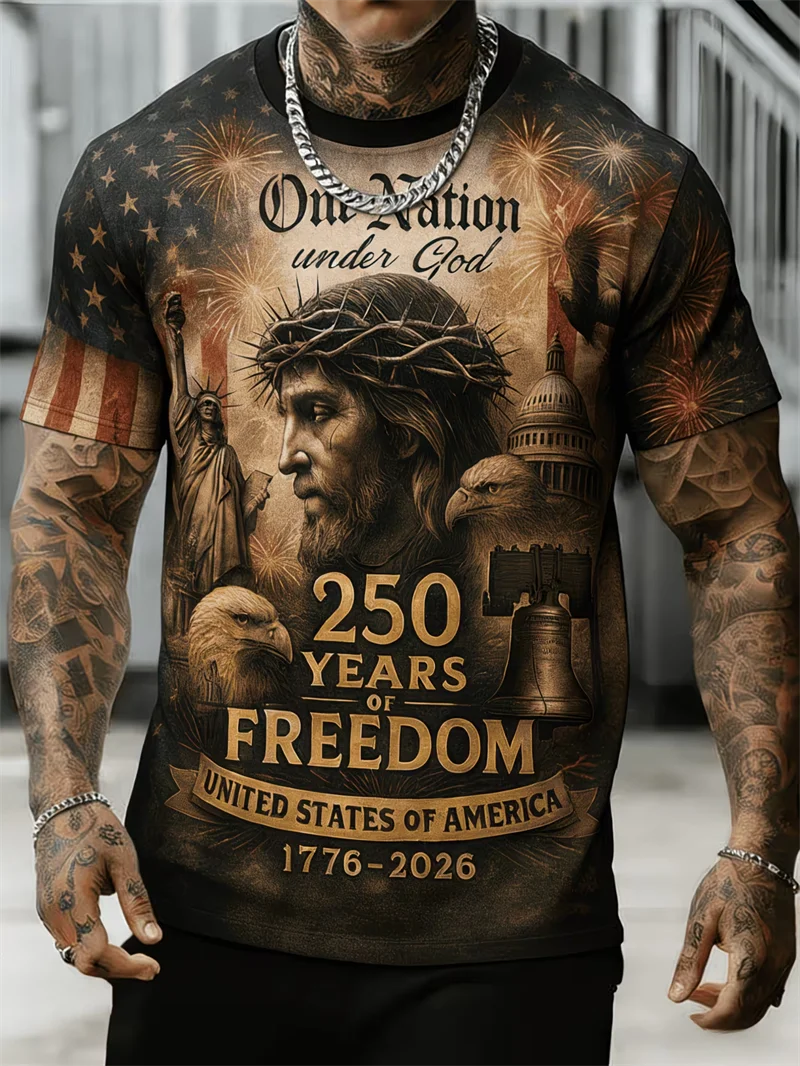 Custom USA Patriotic Inspired T-shirt Men Women God Bless The USA American Flag Print 4th Of July Streetwear Men Clothing