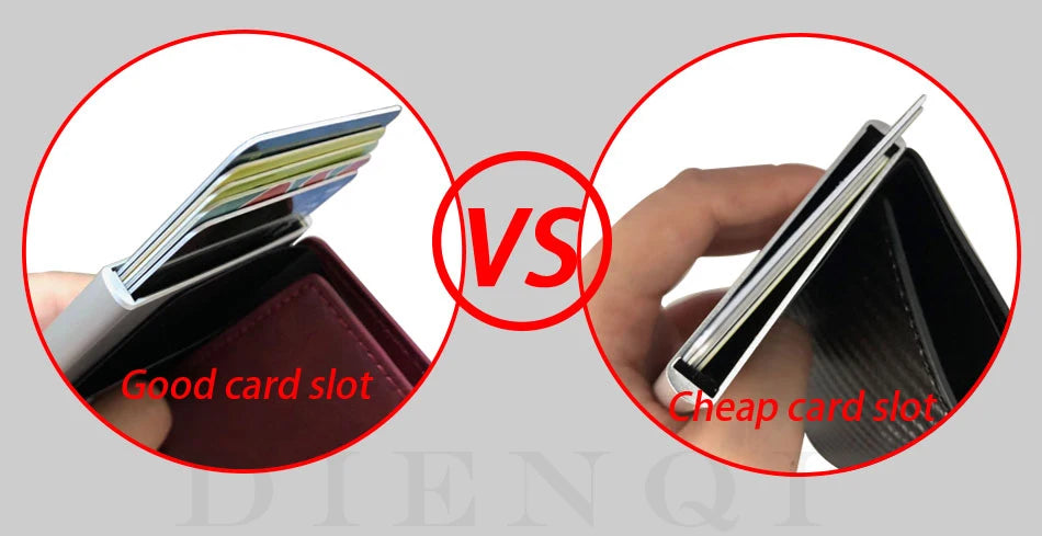 RFID Blocking Men Wallet Credit Card Holder Leather Card Wallet Double Metal Box ID Card Holder Money Clip Purse New 2023