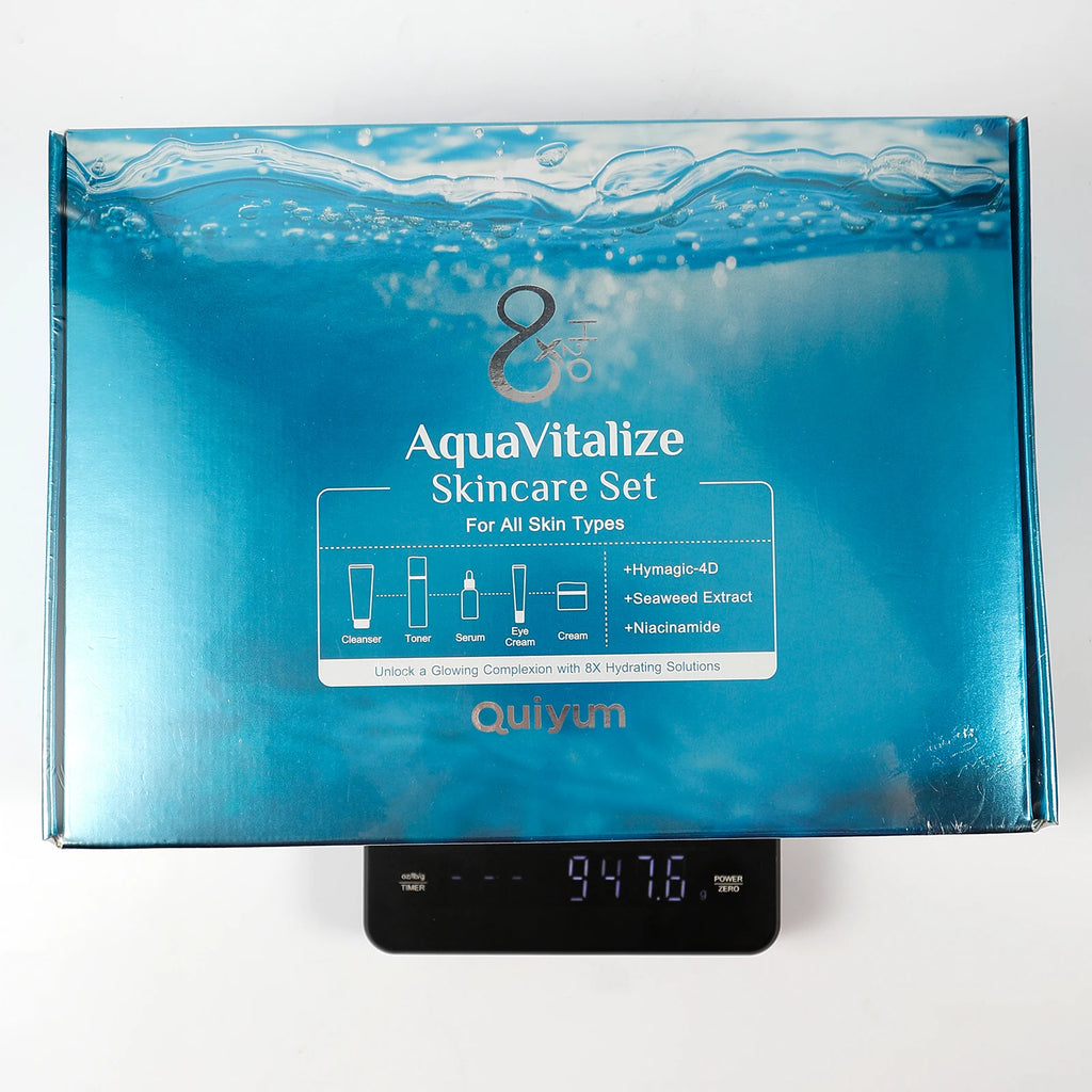 Quiyum 8X H2O AquaVitalize 5-Pcs Skincare Set Hydrating Daily Facial Care Kit Cleanser Toner Serum Eye Cream for All Skin