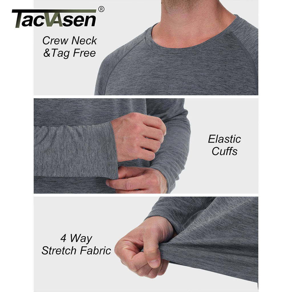 TACVASEN UPF 50+ Workout T-shirts Mens Quick Dry Long Sleeve Athletic Shirts Performance Sports Running Tee Tops Sun Protection