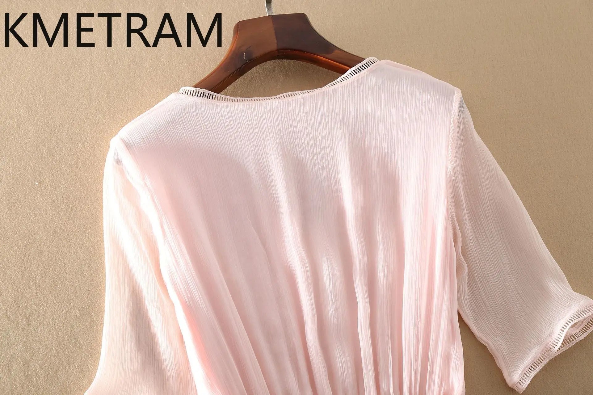 KMETRAM 100% Natural Mulberry Silk Dresses 2025 Woman Summer Elegant V-neck Long Dress Party Frocks Women Clothing Vestidos
