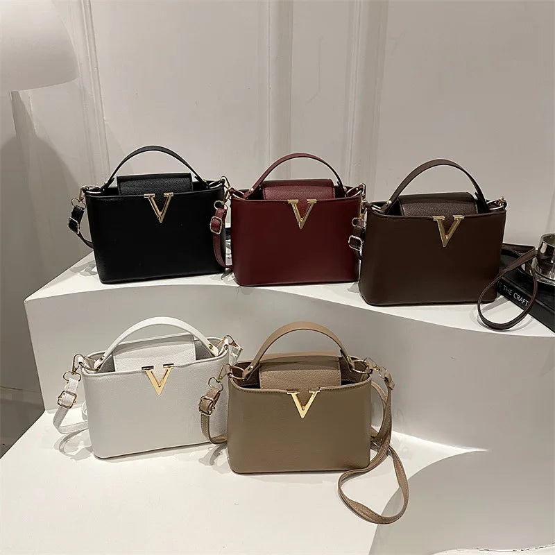 Minimalist Square Shoulder Bag - Women's PU Crossbody Handbag