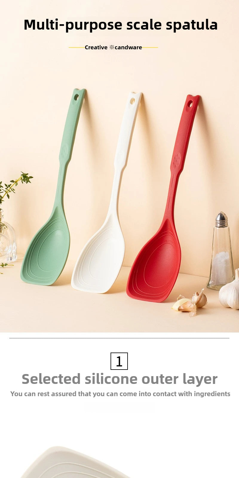 Silicone Cooking Spoon - Heat Resistant Kitchen Utensil 31cm