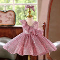 Dreamy Vow D246 Kids Pink Sparkle Flower Girls Dress Ruffle Waist Full Sequin Dress Child Pageant Gown Wedding Birthday Party