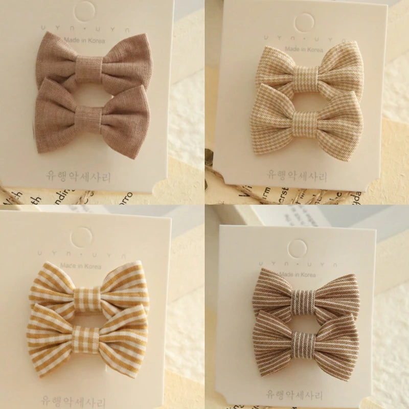AITOUSHI Girls' Cotton Bow Hair Clips - Handmade Classical Headwear