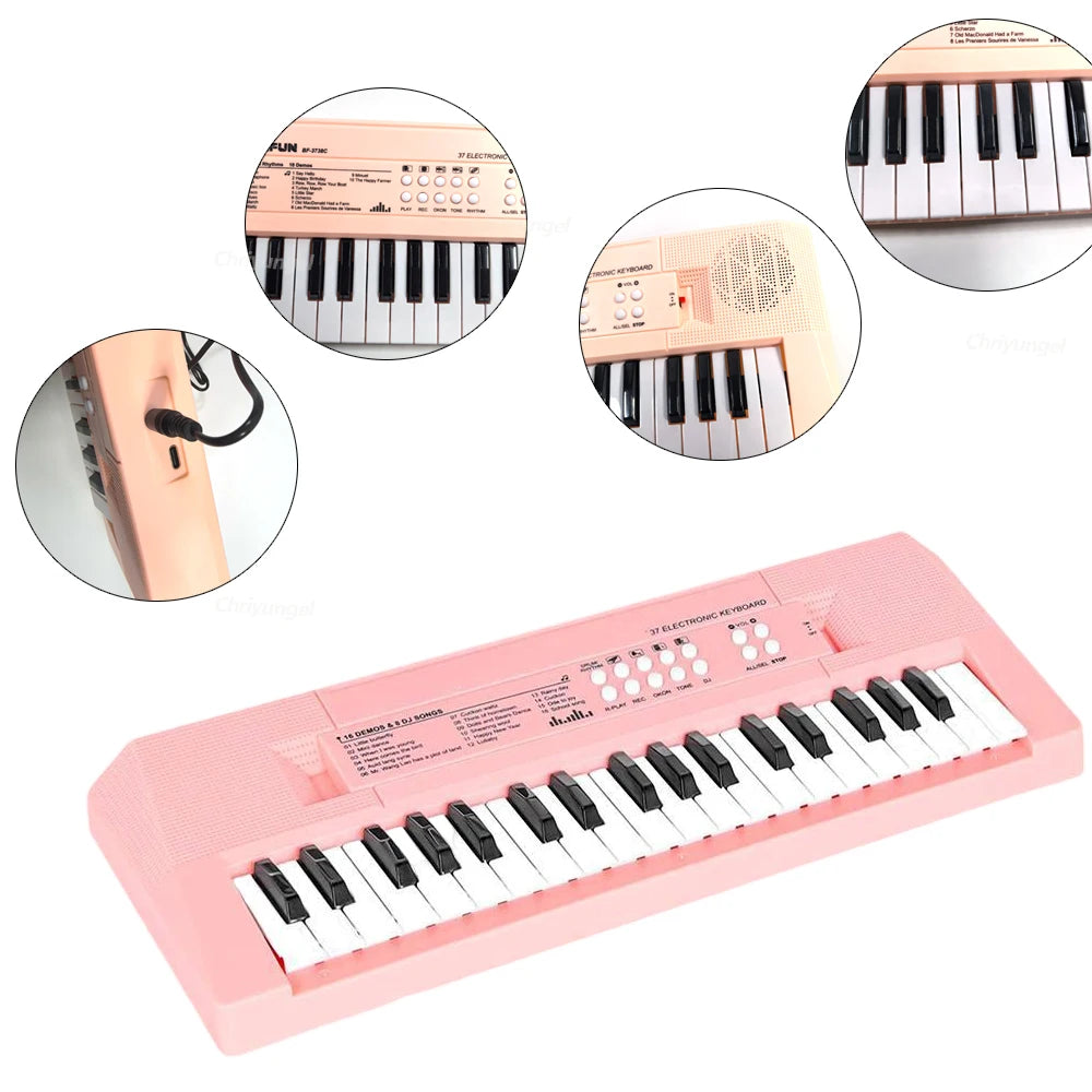 37 Keys Electronic Piano Keyboards with Microphone Rechargeable Education Toys Musical Instrument Gifts for Boys Girls