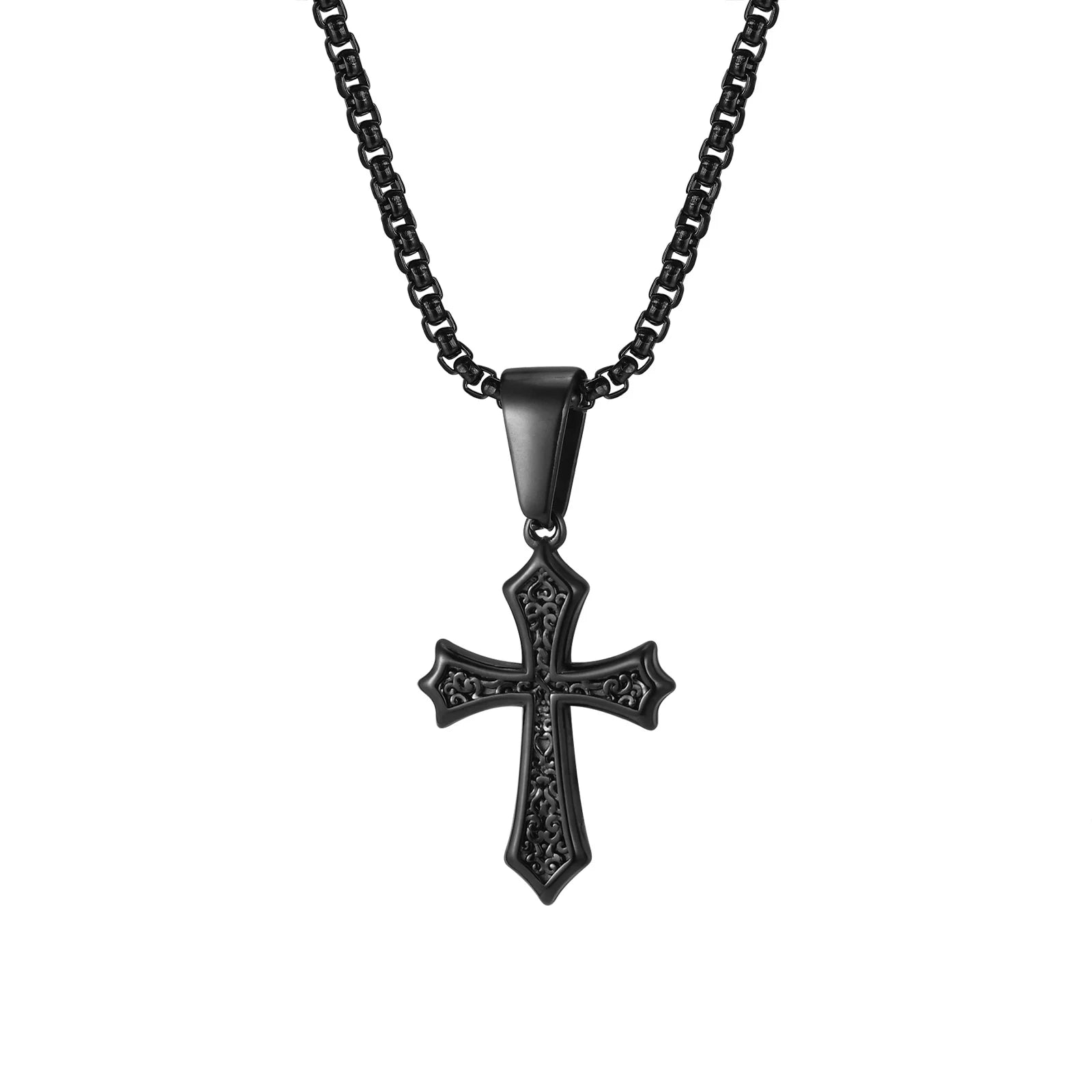 Vnox Small Stainless Steel Cross Necklaces, Retro Personality Pendant Accessories, Religion Faith Jewelry
